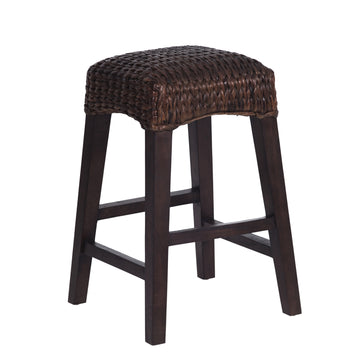 Maui Rustic Bohemian Hyacinth/Wood Backless Counter Stool